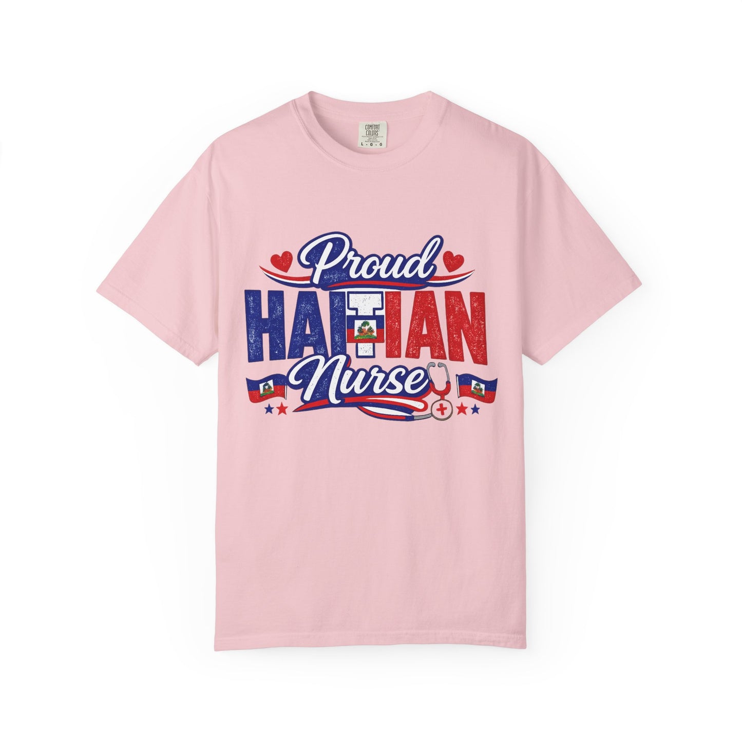 Proud Haitian Nurse T-Shirt — Red, White & Blue Medical Tee