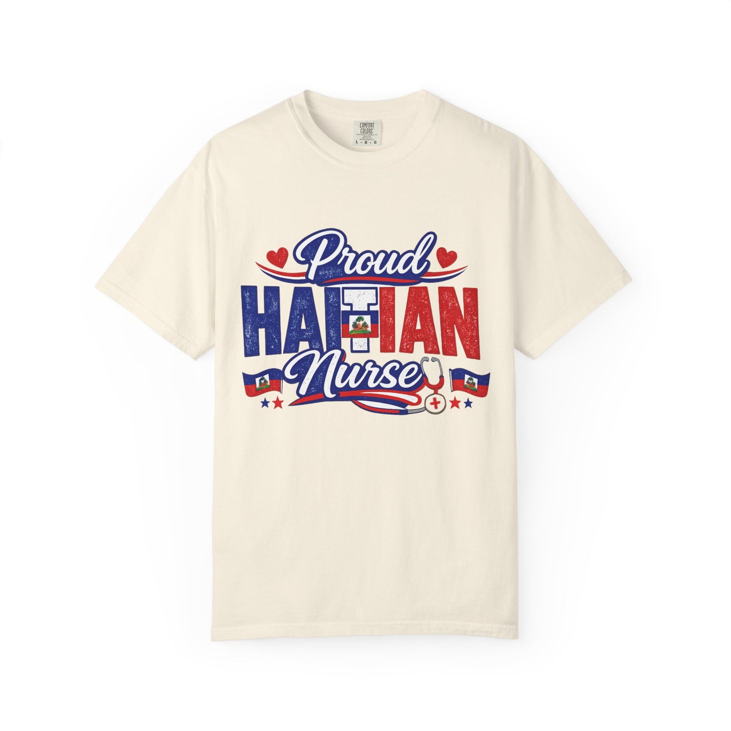 Proud Haitian Nurse T-Shirt — Red, White & Blue Medical Tee