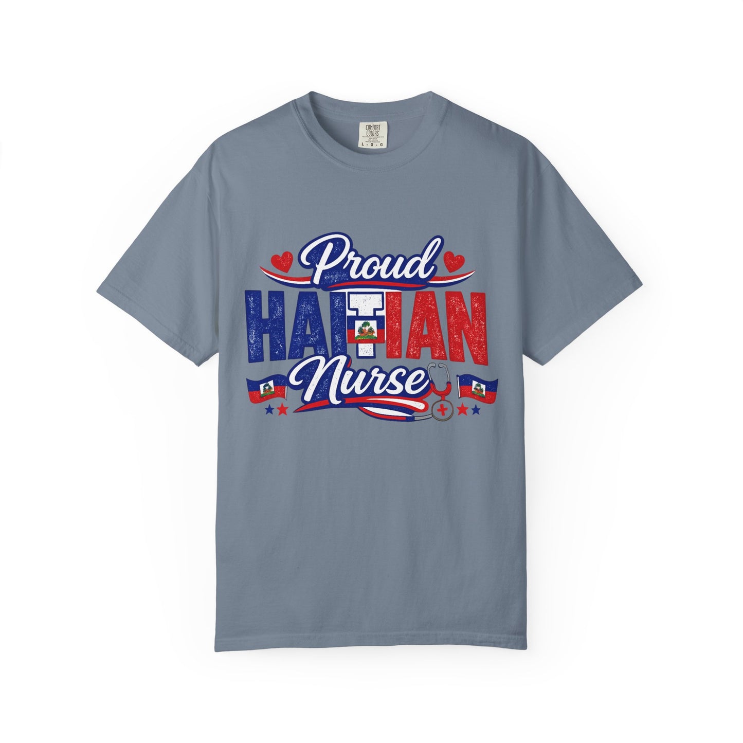 Proud Haitian Nurse T-Shirt — Red, White & Blue Medical Tee