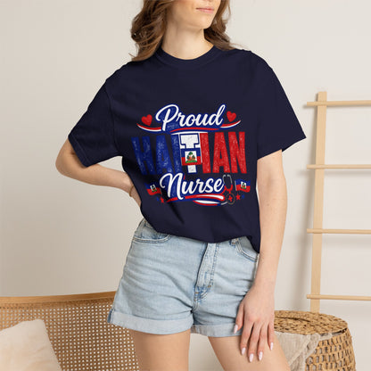 Proud Haitian Nurse T-Shirt — Red, White & Blue Medical Tee