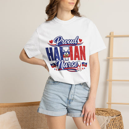 Proud Haitian Nurse T-Shirt — Red, White & Blue Medical Tee