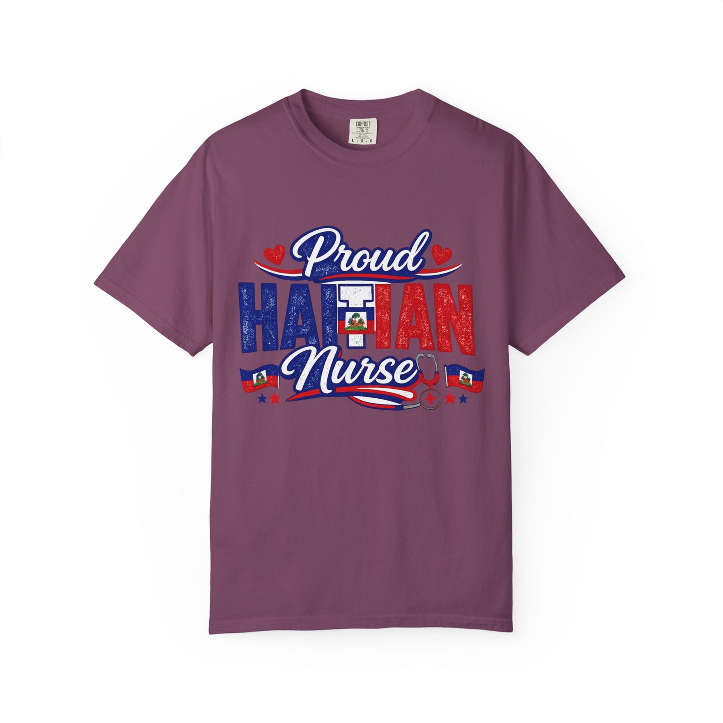 Proud Haitian Nurse T-Shirt — Red, White & Blue Medical Tee