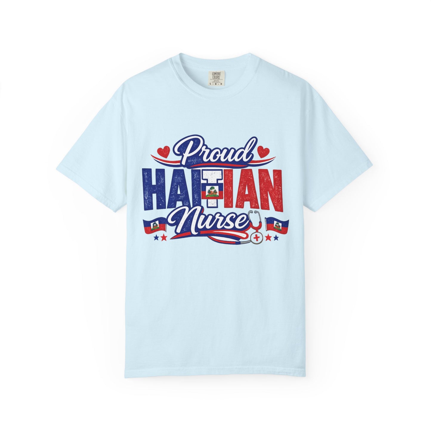 Proud Haitian Nurse T-Shirt — Red, White & Blue Medical Tee
