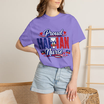 Proud Haitian Nurse T-Shirt — Red, White & Blue Medical Tee