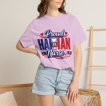 Proud Haitian Nurse T-Shirt — Red, White & Blue Medical Tee