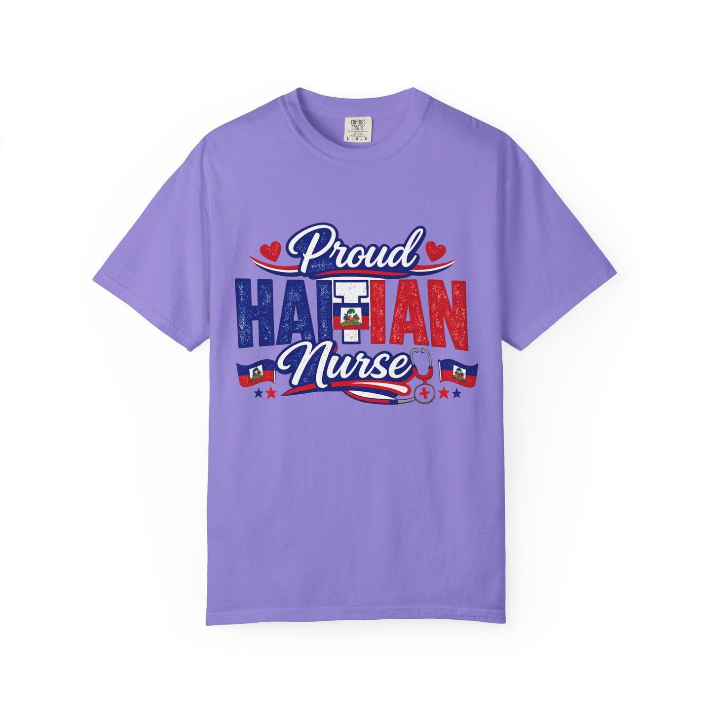 Proud Haitian Nurse T-Shirt — Red, White & Blue Medical Tee