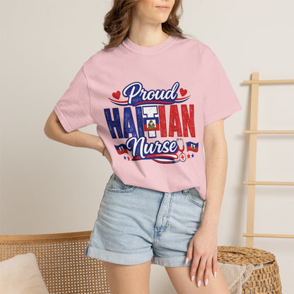 Proud Haitian Nurse T-Shirt — Red, White & Blue Medical Tee