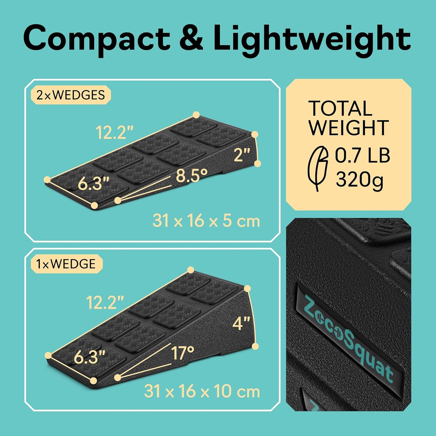 Squat Wedge Set - 3 Stackable Angles for Calf Stretching, Squat Depth & Ankle Mobility