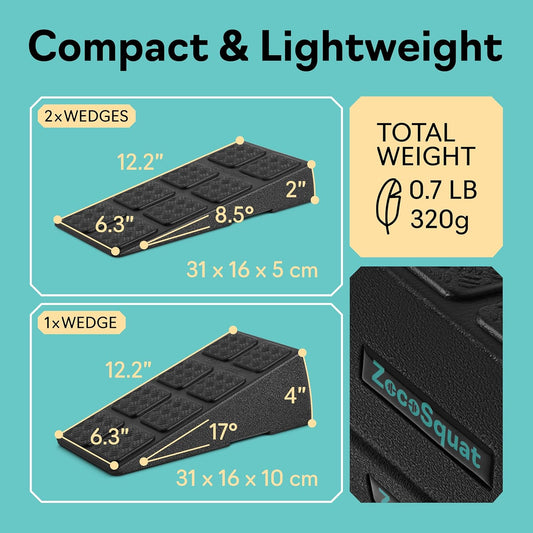 Squat Wedge Set - 3 Stackable Angles for Calf Stretching, Squat Depth & Ankle Mobility