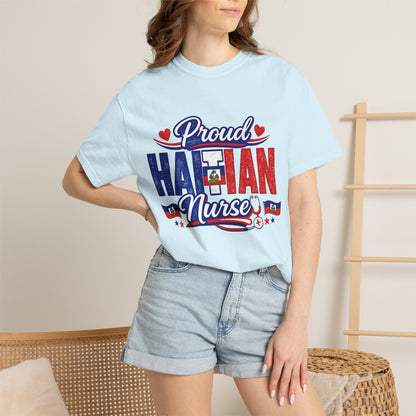 Proud Haitian Nurse T-Shirt — Red, White & Blue Medical Tee