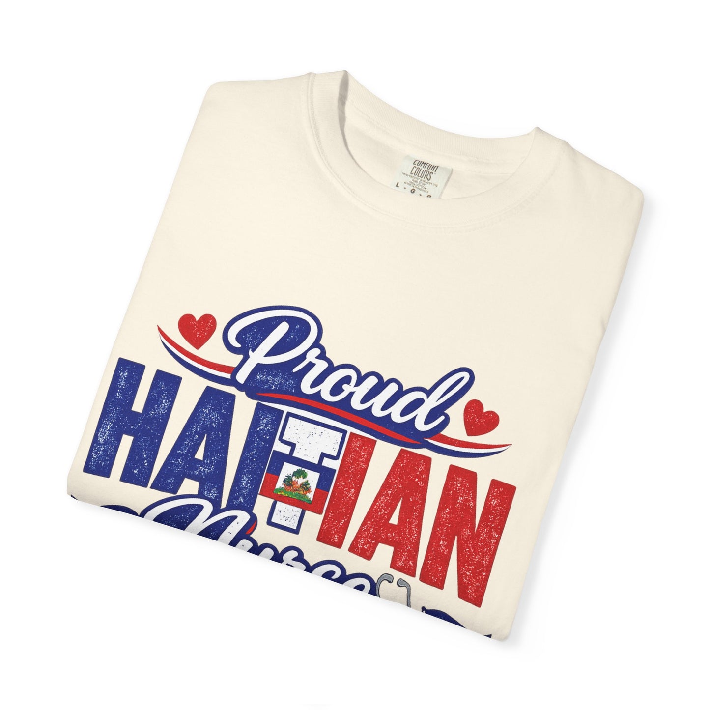 Proud Haitian Nurse T-Shirt — Red, White & Blue Medical Tee