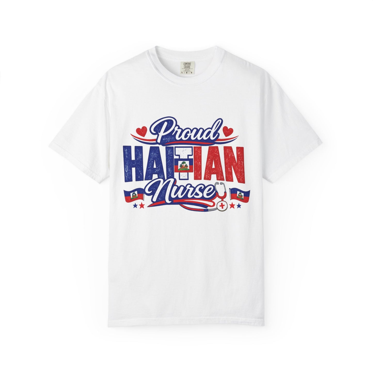 Proud Haitian Nurse T-Shirt — Red, White & Blue Medical Tee