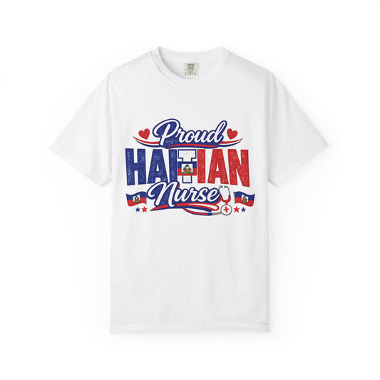 Proud Haitian Nurse T-Shirt — Red, White & Blue Medical Tee