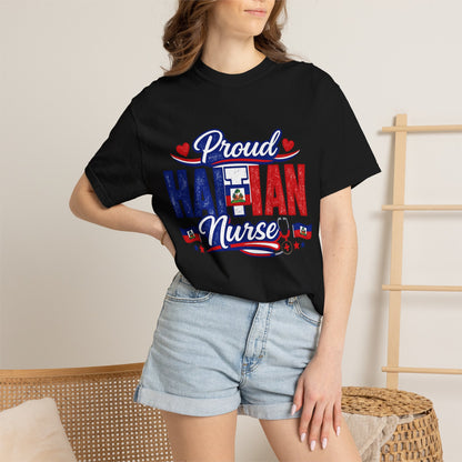 Proud Haitian Nurse T-Shirt — Red, White & Blue Medical Tee