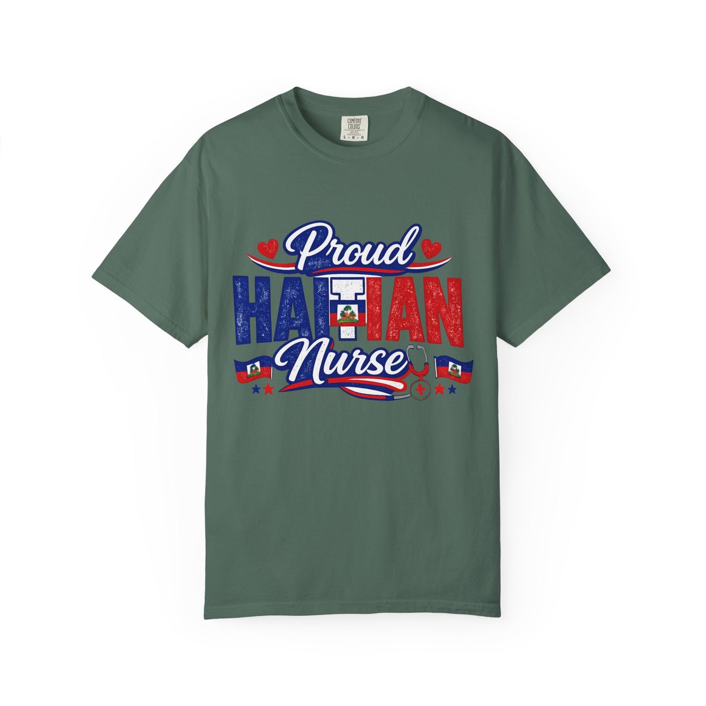 Proud Haitian Nurse T-Shirt — Red, White & Blue Medical Tee