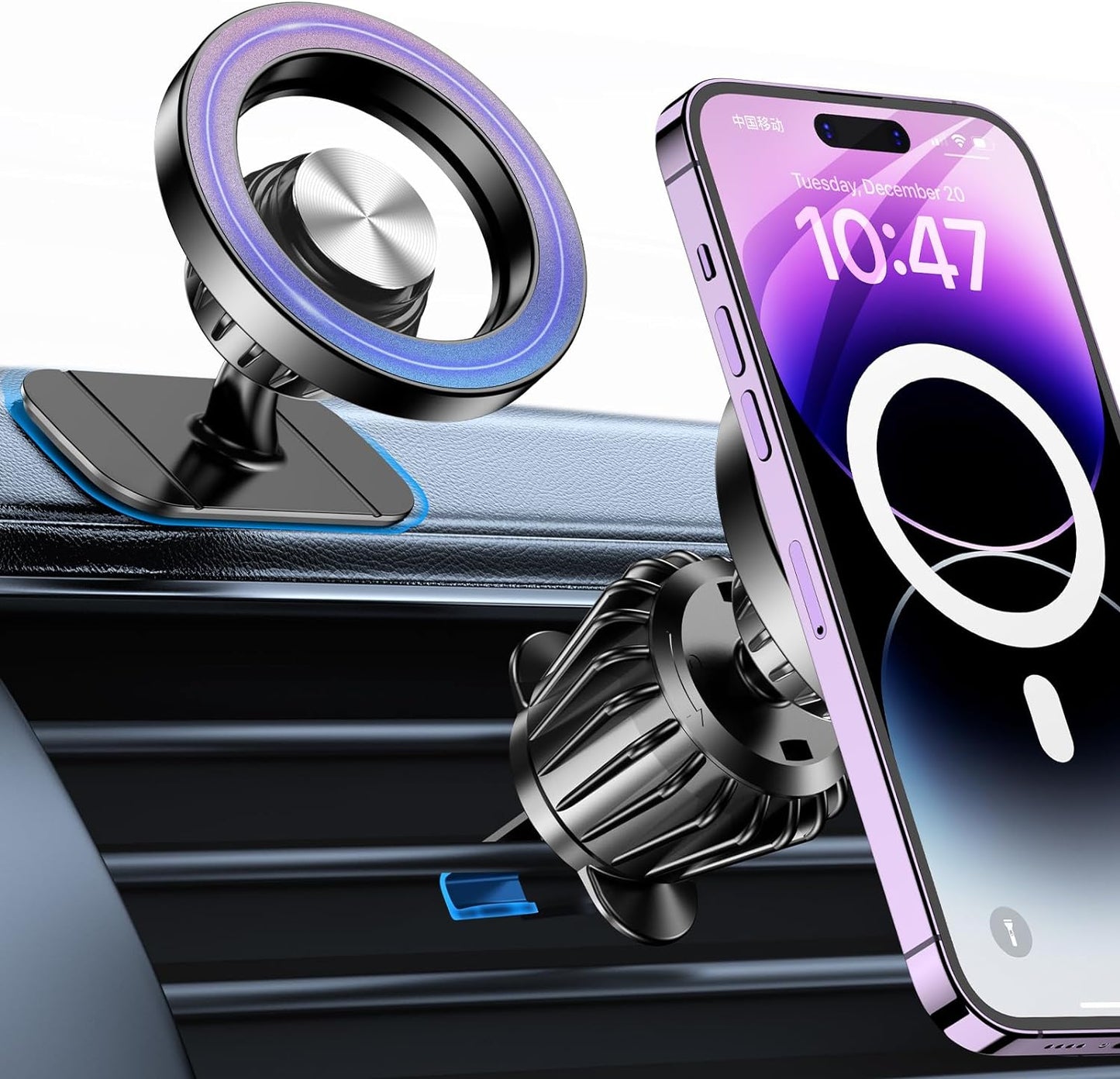 MagSafe Car Mount for iPhone - 20 Strong Magnets, 360° Rotation, Hands-Free Dashboard Holder for iPhone 15/14/13/12 Pro Max & Magsafe Accessories