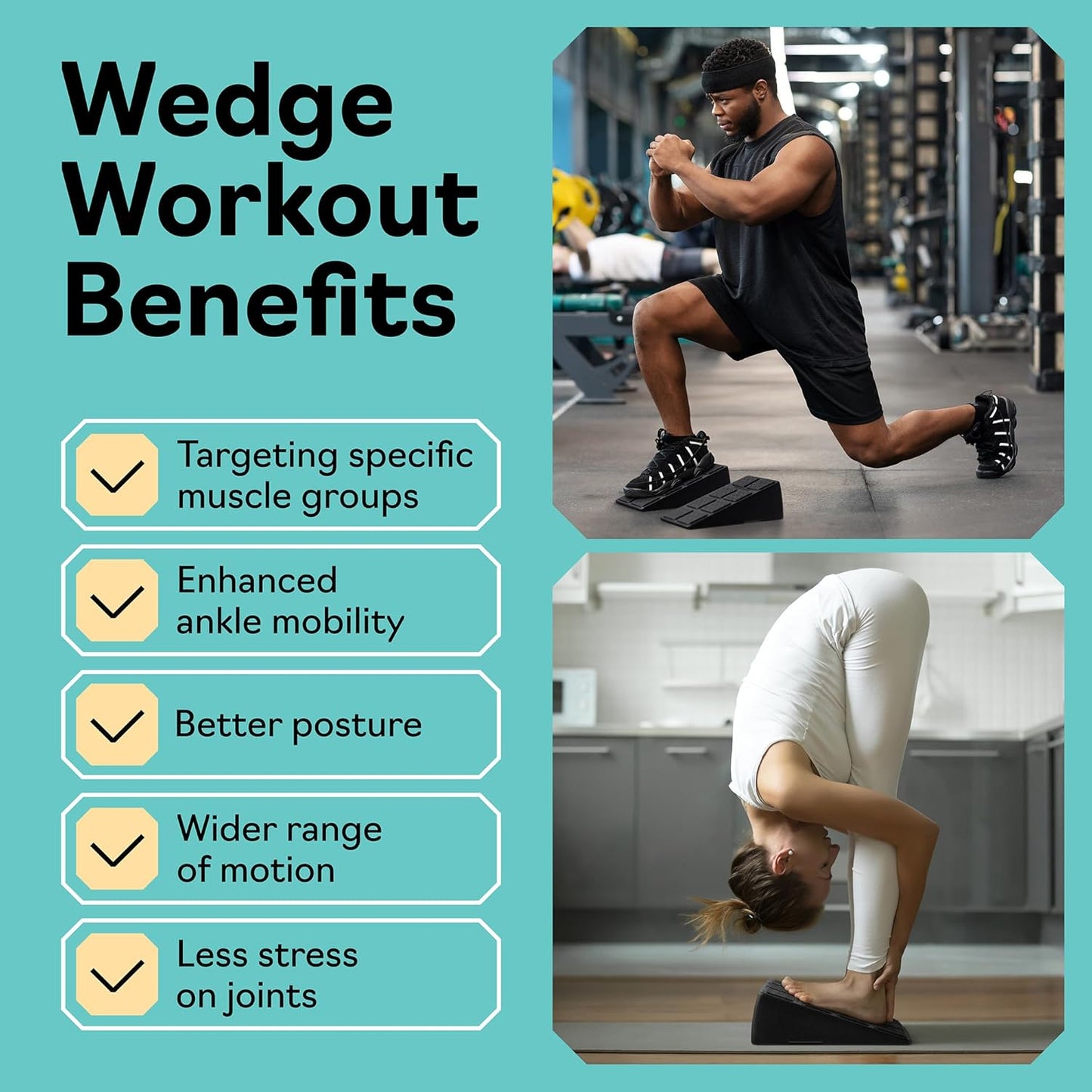 Squat Wedge Set - 3 Stackable Angles for Calf Stretching, Squat Depth & Ankle Mobility