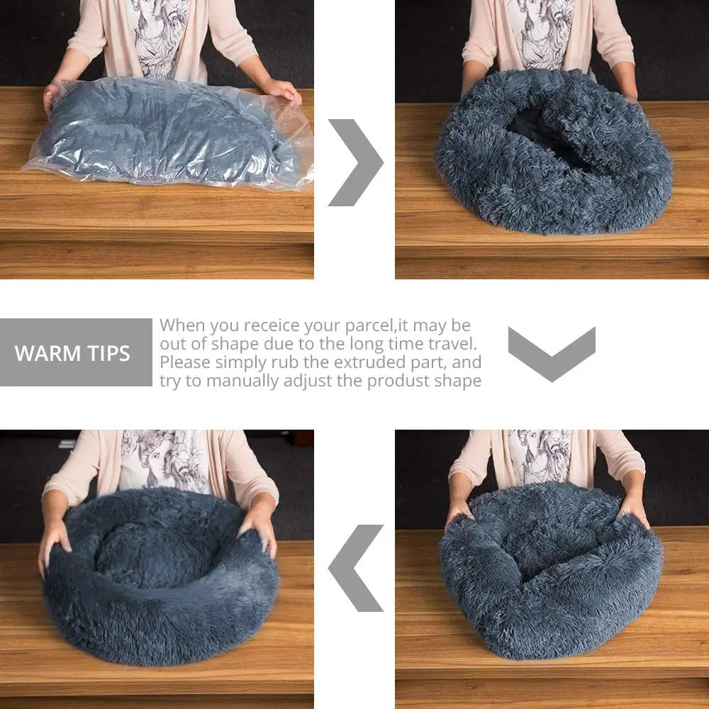 Calming Round Dog Bed (40–90cm) – 6 Sizes, Ultra Soft & Warm