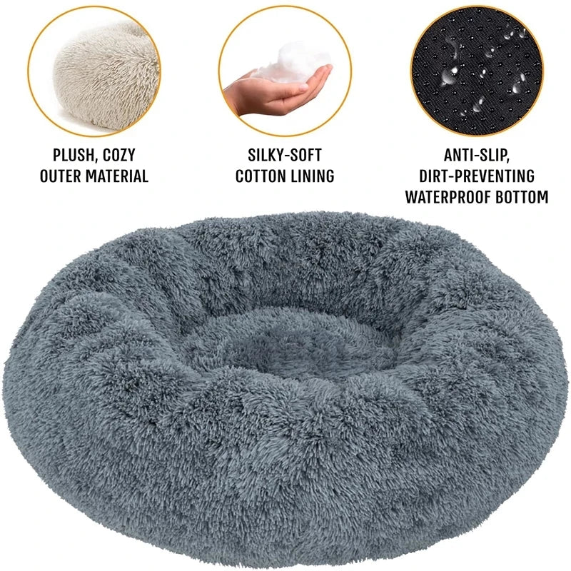 Calming Round Dog Bed (40–90cm) – 6 Sizes, Ultra Soft & Warm