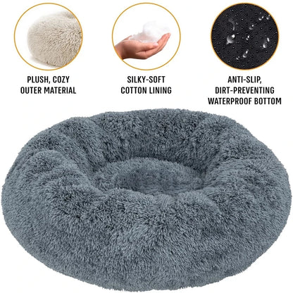 Calming Round Dog Bed (40–90cm) – 6 Sizes, Ultra Soft & Warm