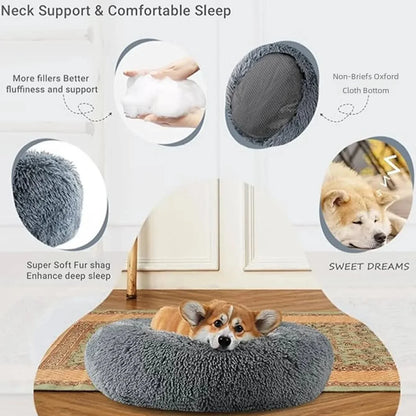 Calming Round Dog Bed (40–90cm) – 6 Sizes, Ultra Soft & Warm