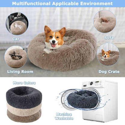 Calming Round Dog Bed (40–90cm) – 6 Sizes, Ultra Soft & Warm