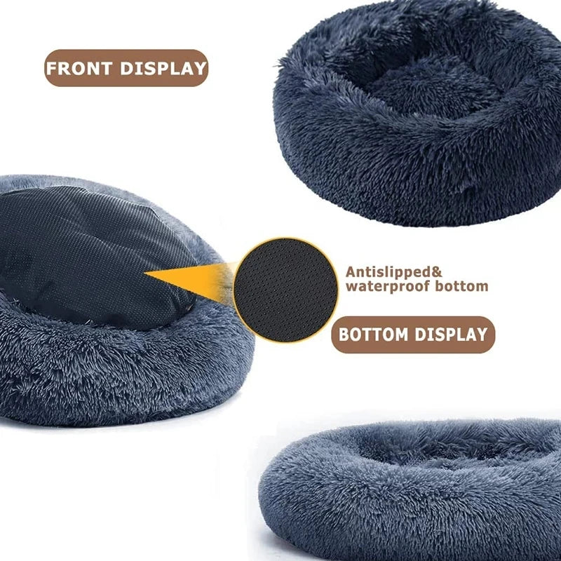 Calming Round Dog Bed (40–90cm) – 6 Sizes, Ultra Soft & Warm